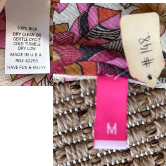 Y2K Silk Floral Ruched Top M | Vintage Ruffle Hem Tie Strap Blouse - Picture 7 of 7